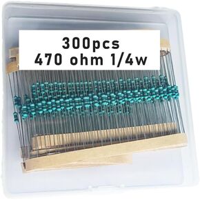 470 1/4W, 470R1/4W, 470 ohm, 470 R 1/4W, 470Ωresistor, 470 ohm resistor, 470 ohm Metal resistor, 470 R Metal Film resistors 1/4w(0.25w) 1% tolerance 0.01 MF Metal Film Fixed Resistor 300 pcs