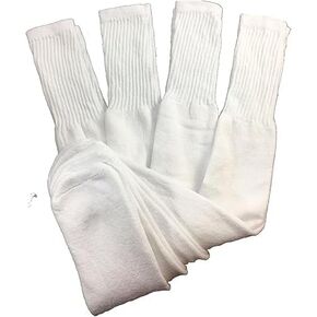 C&A COLLECTION Mens Big and Tall Sports Tube Socks Long Over the Calf - 24 inch (4 Pairs) (White)