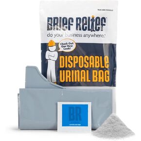 Disposable Urinal/Pee Bag (Single Pack) - Unisex Portable Bladder Relief - No Odors, No Spills - Instant Gelling Powder and Wet Wipe (Construction Workers, Outdoor Crews, Remote Sites)