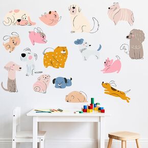 Cute Dog Wall Decals Stickers for Baby Room, Puppy Wall Decals Girls Boys Bedroom and Nursery Wall Decor, Bedroom Living Room Wall Decoration (Lovely Dog)