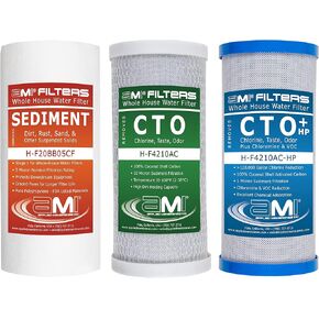 Applied Membranes Inc. 3-Stage Whole-House Water Filter Cartridge Replacements, Includes 10-Inch Sediment, Carbon, and Lead Filter Cartridges