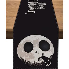 Vohado Happy Halloween Table Runner The Nightmare Before Christmas Decorations Moon Skull Dining Room Home Kitchen Table Decor (13" x 72")
