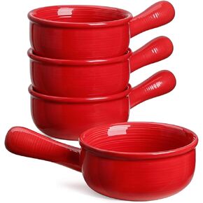 LE TAUCI French Onion Soup Bowls With Handles, 15 Ounce for Soup, chili, beef stew, Set of 4, White
