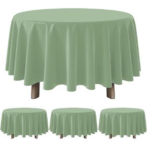 12 Pack Sage Green Plastic Tablecloths Round Light Green Tablecloth Waterproof Disposable Round Sage Table Cover for Birthday Bridal Wedding Baby Shower Party Decorations,84Inch