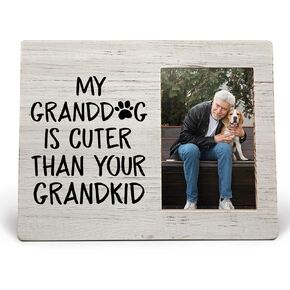 Dog Grandma Photo Frame, Dog Grandma Gifts, Dog Grandma Frame, Dog Picture Frame, Dog Gifts for Dog Owners Dog Lovers, My Granddog is Cuter than Your Grandkid Wood Photo Frame for 4x6 Photos