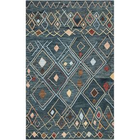 SAFAVIEH Suzani Collection Accent Rug - 4' x 6', Dark Blue & Multi, Hand-Hooked Moroccan Boho Wool, Ideal for High Traffic Areas in Entryway, Living Room, Bedroom (SZN314A)
