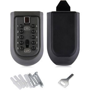 Key Lock Box 10-Digit Push Button Combination Safe Storage for Outside Master Key with Waterproof Case Wall Mounted for Homes Spare Key, Business, Realtors, Rental Properties Keys Pick Up