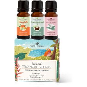 Plant Therapy Tropical Scents Home Set of 3 Essential Oil Blends Including Natural Scents to Scent Your Home with Honeybell, Lime in The Coconut & Tropical Passion 10 mL (1/3 oz) Each