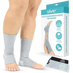 Vive Ankle Compression Socks Women & Men (Pair) - Ankle Sleeve with Elastic Stabilizer Support for Plantar Fasciitis, Achilles Tendonitis, Arthritis, Sprains, Strains, Heels Spurs