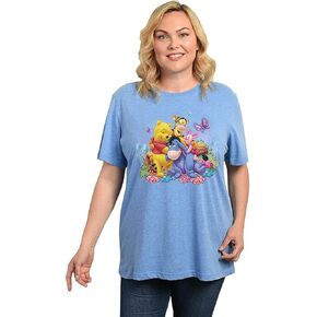 Disney Womens Winnie The Pooh Plus Size T-Shirt Eeyore Piglet Tigger (Blue, 4X)