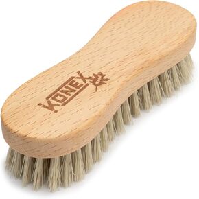 Konex Nylon Fiber Economy Utility Cleaning Hand Brush. Heavy Duty Hand-Held Scrub Medium-Stiffness Bristle Brush with Wood Body. (Peanut Shaped, Medium Stiffness Bristles)