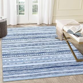 FairOnly Area Rug 9x12 Non Slip Modern Rug Thin Machine Washable Rug No Shedding Large Rug with Low Pile for Living Room, Bedroom, Dining Room, Blue