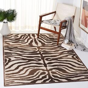 SAFAVIEH Paradise Collection Area Rug - 5'3" x 7'6", Creme & Brown, Animal Print Viscose Design, Ideal for High Traffic Areas in Living Room, Bedroom (PAR83-304)