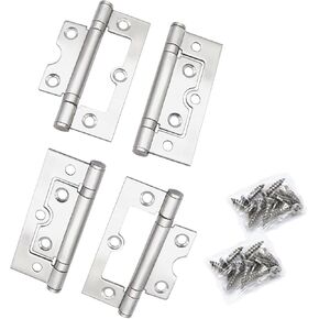 Non Mortise Hinges, 4Pcs Stainless Steel 3-inch Non Mortise Door Hinges, Stainless Steel Heavy Duty Hardware Door Hinges with Polished Surfaces.