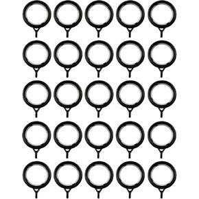 25PCS Plastic Curtain Rings for Curtains and Rods Built-in Nanoscale Silencing Ring, Inner Diameter 35 mm (Black)
