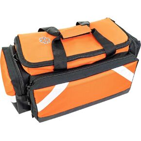 LINE2design Empty Medical Elite Trauma Bag - First Responder Carrier Bag for EMT, Paramedic, Emergency and Medical Supplies Kit - Heavy-Duty Zippered Pockets Portable EMS Home Health Aides - Orange