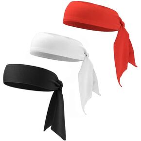 Wintrade 3 Pack Head Ties Headband Sports Sweatband for Men Women, Adjustable Headband Tie Back Sweat Wicking Workout Head Band Athletic Head Band