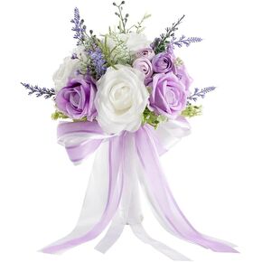 Wedding Bouquets for Bride Bridesmaids, 7 Inch Artificial Rose Flower Bridal Bouquets for Wedding, Prom, Ceremony, Homecoming, Anniversary Decor in Kuwait