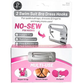 STRAP N' GUARD (No Sew) 1 Inch Swimsuit Bra Hooks Replacement, Metal, Pin Hooks by Pin Straps
