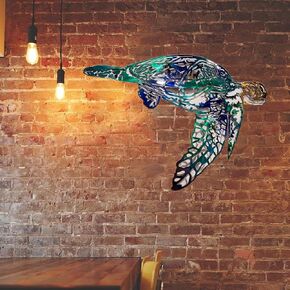 Fauitay Metal Art Sailfish Sea Turtle Jellyfish Interior Decoration Crafts Wall Hanging Mount Decoration Home Decor Gift (A)