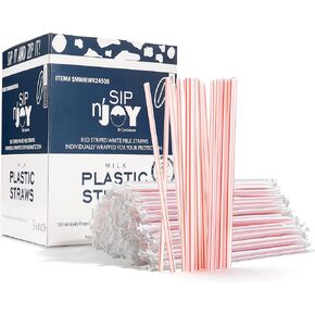 [500] Cocktail Plastic Straws Stirrers, Individually Wrapped (Paper Wrapped), 5.75" BPA Free Disposable Colored Cocktail/Coffee Stir Sticks
