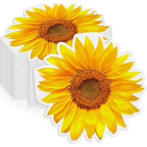 Honoson 108 Pcs Sunflower Cocktail Napkins Bulk 3 Ply Sun Flower Shaped Napkins Summer Floral Guest Paper Towels for Summer Sunflower Birthday Baby Shower Party Supplies