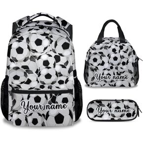 Soccer Backpack for Girls Boys, 16 Inch Soccer Theme Bookbag with Adjustable Straps, Lightweight, Durable, School Bag with Large Capacity