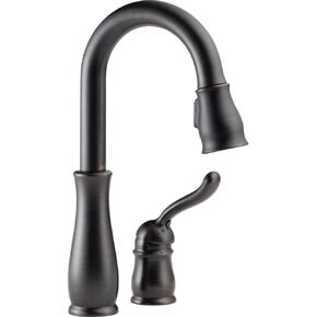 Delta Faucet Leland Bar Faucet Oil Rubbed Bronze, Bar Sink Faucet, Wet Bar Faucets with Pull Down Sprayer, Prep Sink Faucet, Faucet for Bar Sink, Venetian Bronze 9978-RB-DST