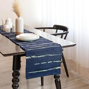 HOMEMONDE Chindi Table Runner 14 x 72 Inches - Recycled Cotton Reversible Rustic Vintage Style Tabletop for Parties, Dining Table, Wedding (Multicolor)