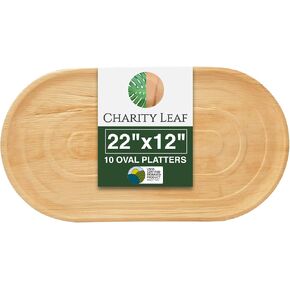 10-Pack 22"x12" Palm Leaf Trays | Eco-Friendly, Compostable Platters for Weddings, Charcuterie Boards & Events