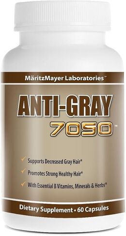 Anti-gray 7050 Hair 60 Capsules - Decrease Gray Hair - Restore Natural Hair Color - Contains Essential B Vitamins Minerals and Herbs 1 bottle in Saudi Arabia