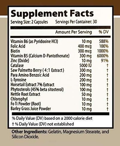 Anti-gray 7050 Hair 60 Capsules - Decrease Gray Hair - Restore Natural Hair Color - Contains Essential B Vitamins Minerals and Herbs 1 bottle in Saudi Arabia