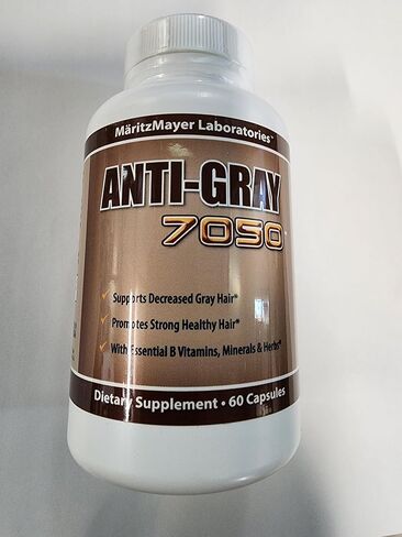 Anti-gray 7050 Hair 60 Capsules - Decrease Gray Hair - Restore Natural Hair Color - Contains Essential B Vitamins Minerals and Herbs 1 bottle in Saudi Arabia