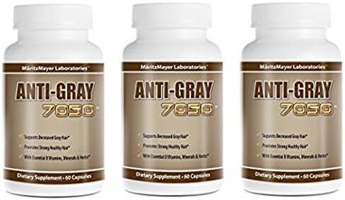 Anti-gray 7050 Hair 60 Capsules - Decrease Gray Hair - Restore Natural Hair Color - Contains Essential B Vitamins Minerals and Herbs 1 bottle in Saudi Arabia