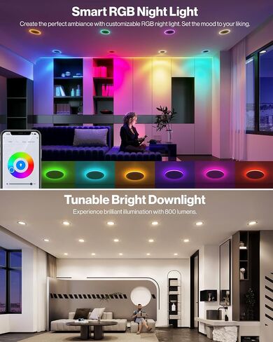 مجموعة من 6 مصابيح سقف LED رفيعة للغاية مقاس 4 بوصات من Sunco مع إضاءة ليلية، قابلة للضبط CCT 2700K إلى 5000K، قابلة للتعتيم، 11 وات، زخرفة ناعمة، بدون علبة مع صندوق توصيل in Saudi Arabia
