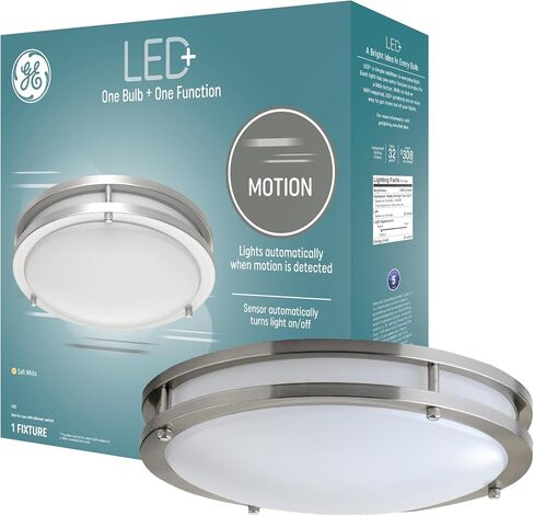 مصابيح إضاءة LED بمستشعر الحركة GE LED+، 14 وات، PAR38 الأضواء الكاشفة الأمنية الخارجية، أبيض دافئ، CAC (عبوتان) in Saudi Arabia