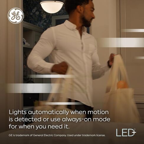 مصابيح إضاءة LED بمستشعر الحركة GE LED+، 14 وات، PAR38 الأضواء الكاشفة الأمنية الخارجية، أبيض دافئ، CAC (عبوتان) in Saudi Arabia