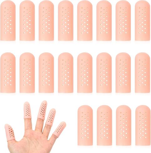 Lusofie 20Pcs Finger Cots with Air Holes Silicone Finger Protectors Finger Covers Reusable Gel Finger Cots for Trigger Finger, Hand Eczema, Finger Cracking, Finger Arthritis in Saudi Arabia
