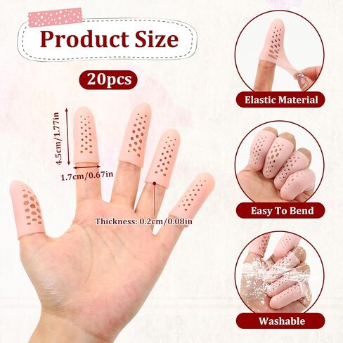 Lusofie 20Pcs Finger Cots with Air Holes Silicone Finger Protectors Finger Covers Reusable Gel Finger Cots for Trigger Finger, Hand Eczema, Finger Cracking, Finger Arthritis in Saudi Arabia