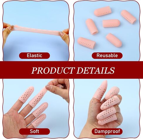 Lusofie 20Pcs Finger Cots with Air Holes Silicone Finger Protectors Finger Covers Reusable Gel Finger Cots for Trigger Finger, Hand Eczema, Finger Cracking, Finger Arthritis in Saudi Arabia