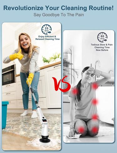Electric Spin Scrubber, Bathroom Scrubber Electric Shower Scrubber for Cleaning Tub/Tile/Floor/Sink/Window丨Power Scrubber X03 Turbo Cordless with 8 Cleaning Brush Heads,3 Speeds Up to 450RPM in Saudi Arabia