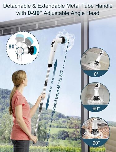 Electric Spin Scrubber, Bathroom Scrubber Electric Shower Scrubber for Cleaning Tub/Tile/Floor/Sink/Window丨Power Scrubber X03 Turbo Cordless with 8 Cleaning Brush Heads,3 Speeds Up to 450RPM in Saudi Arabia