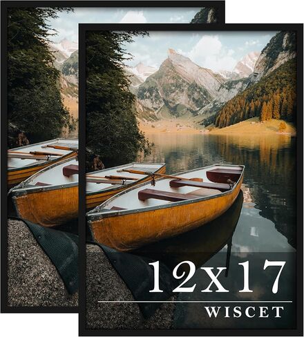 Wiscet 12x17 Picture Frame Set of 2, Photo Frame for Wall Mounting, Engineered Wood Frame with Plexiglass, Black. in Saudi Arabia