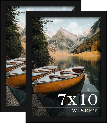 مجموعة إطارات صور Wiscet مقاس 12 × 17 مكونة من قطعتين، إطار صورة للتركيب على الحائط، إطار خشبي مصمم مع زجاج شبكي، أسود. in Kuwait