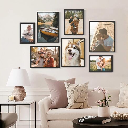 Wiscet 12x17 Picture Frame Set of 2, Photo Frame for Wall Mounting, Engineered Wood Frame with Plexiglass, Black. in Saudi Arabia