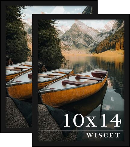 Wiscet 12x17 Picture Frame Set of 2, Photo Frame for Wall Mounting, Engineered Wood Frame with Plexiglass, Black. in Saudi Arabia