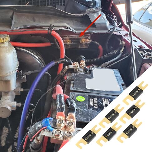ANL Fuse, 6Pack 50Amp ANL Inline Fuse, High Current Fuse Bolt-on Fuse, Car Accessories Gold-Plated ANL Fuses Compatible with 12V & 24V Systems for Most Vehicles (50A-6PCS) in Kuwait