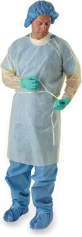 Medline Polypropylene Isolation Gowns, Latex Free, Regular/Large, Yellow (Pack of 50) in Saudi Arabia