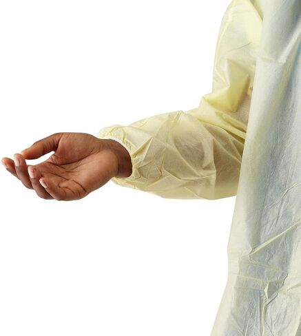 Medline Polypropylene Isolation Gowns, Latex Free, Regular/Large, Yellow (Pack of 50) in Saudi Arabia