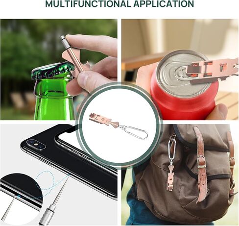 a multifunctional tool that can be used as a keychain, bottle opener, soda can opener, SIM card removal tool, and titanium toothpick; Interesting small gift, easy to carry.（Rose Gold） in Saudi Arabia